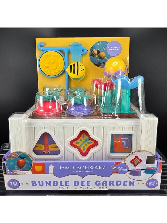 FAO Schwarz Other - FAO Schwarz Bumble Bee Garden Sort & Match Set 18 Piece Educational Toy Ages 18M